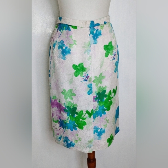 VINTAGE ADRIANA PAPELL FLORAL SILK ENSEMBLE - Picture 12 of 14